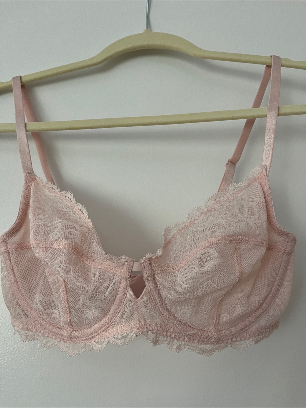 Calvin Klein Pink Sheer Lace Underwire Bra